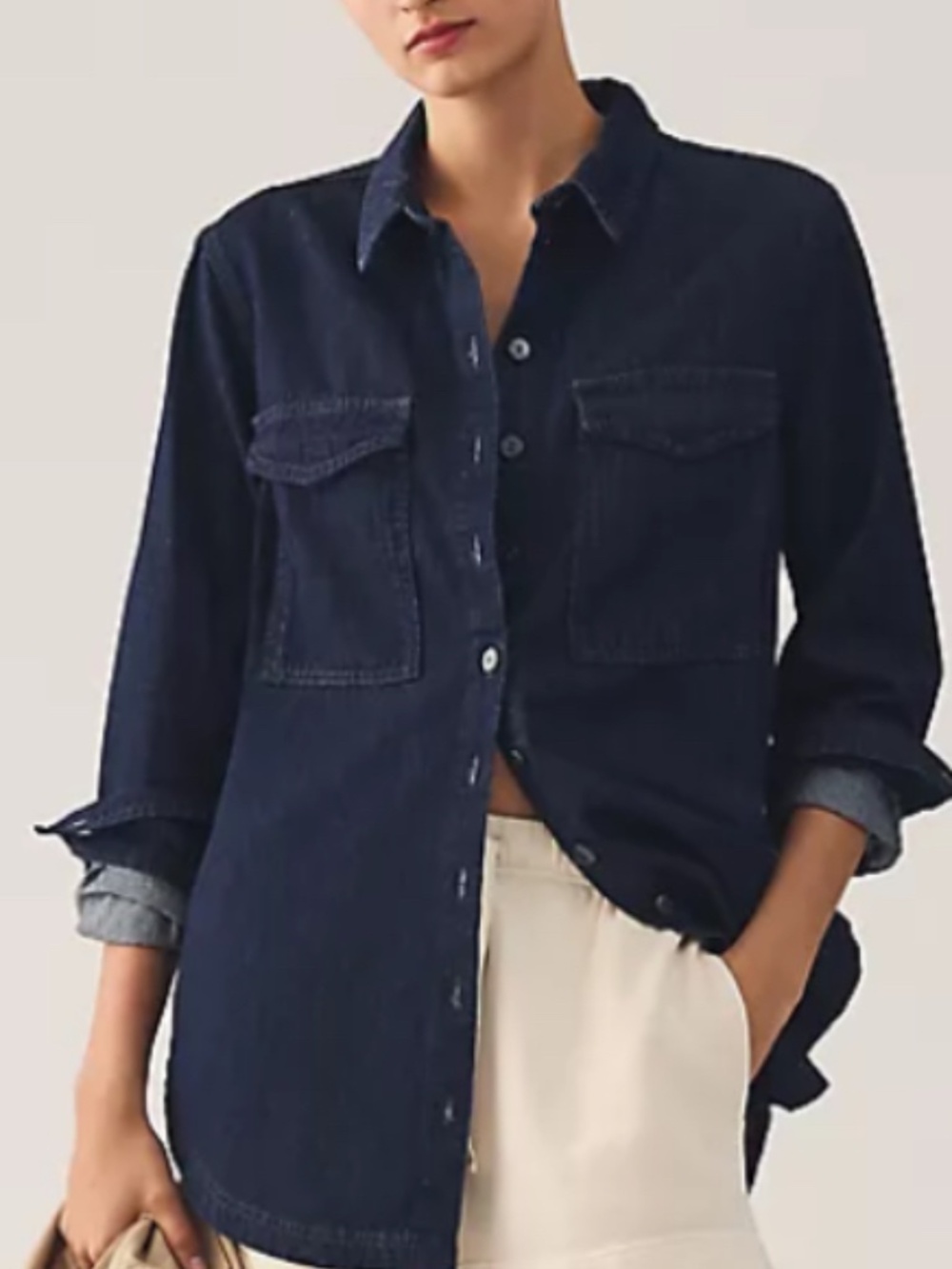 pilcro dark denim shirt/jacket, long sleeve size medium